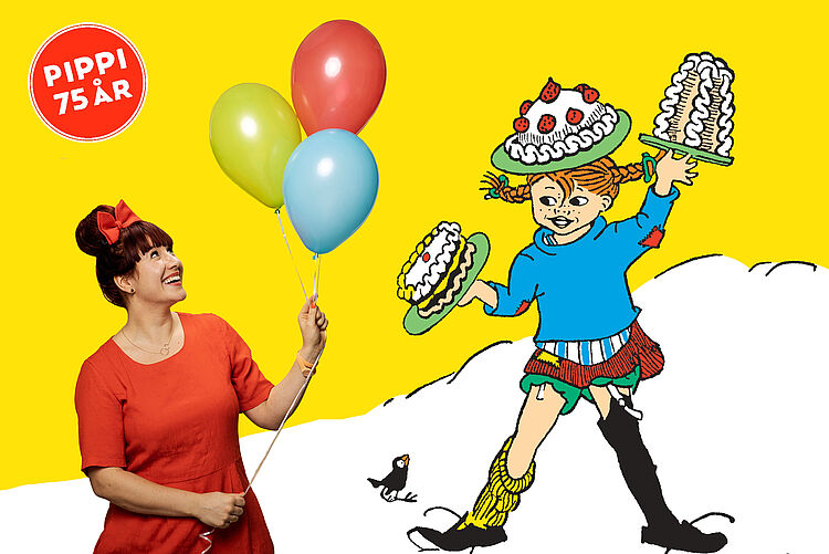 Illustration. Vi fejrer Pippis 75 års fødselsdag